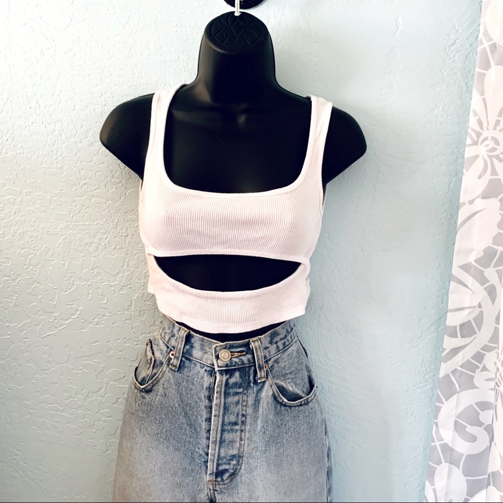 Nasty Gal cutout ribbed crop top. Size sma…